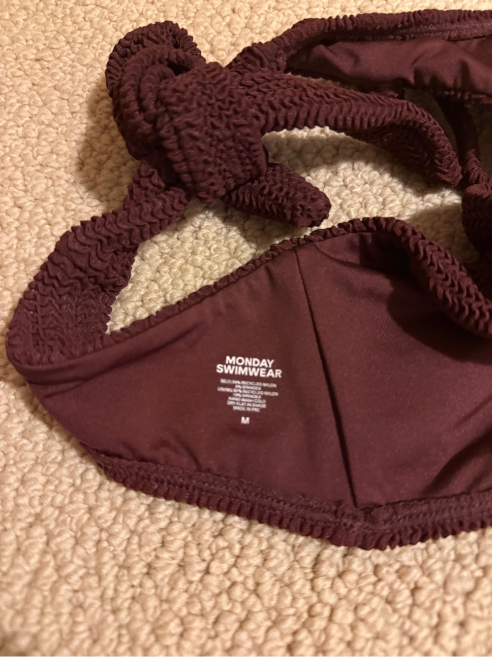 Monday Swimwear Bikini Set Byron Bottom Brown Crinkle - Picture 6 of 6
